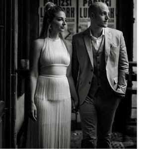 Herve Leger Tiered Fringe Dress!